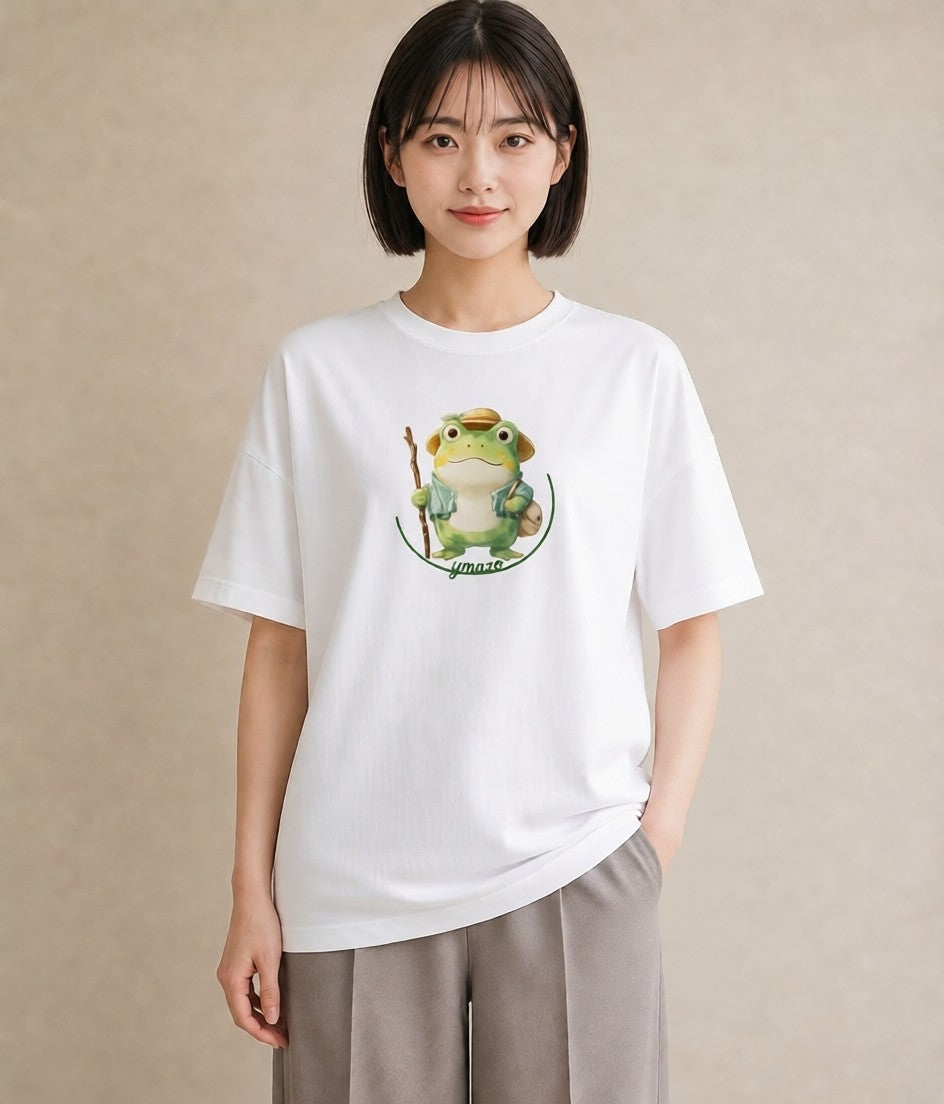グラフィックTシャツ レディース カエル ペット 動物 イラスト カジュアル クリスマス 旅行 白T YMAZO