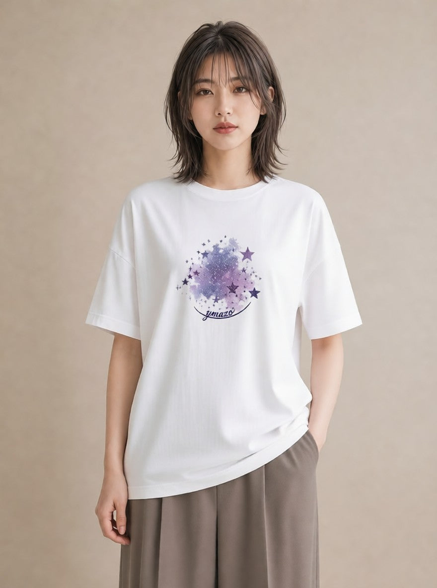 グラフィックTシャツ レディース 牡牛座 星空 宇宙 イラスト モード おしゃれギフト 社会人 白T YMAZO