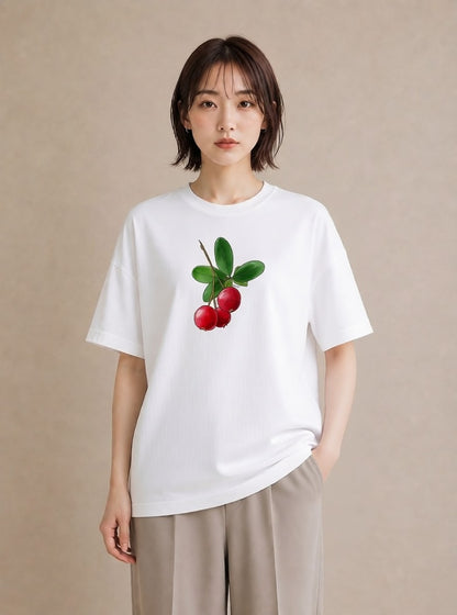グラフィックTシャツ レディース さくらんぼ チェリー 食べ物 フード イラスト きれいめカジュアル デート 帰省 白T YMAZO