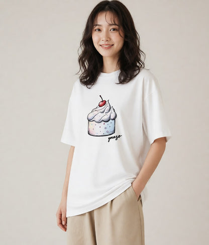 Tシャツ レディース ソフトクリーム 食べ物 フード イラスト アート風 買い物 夏コーデ 白T YMAZO