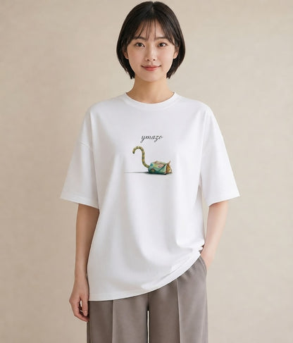 半袖Tシャツ レディース エキゾチックショートヘア 猫 ねこ イラスト こなれ感 旅行用 海 白T YMAZO