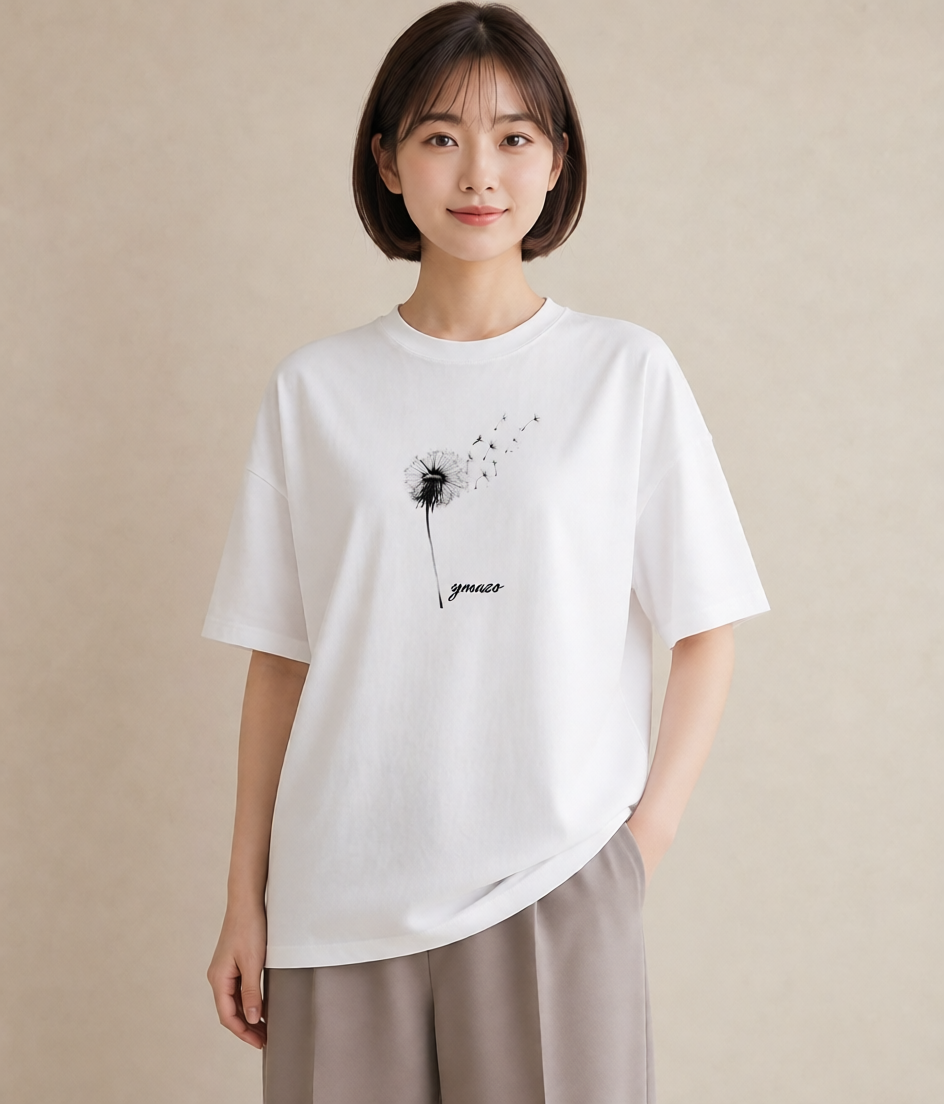 プリントTシャツ レディース たんぽぽ 花 花柄 イラスト 淡色 部屋着 女性向けギフト 白T YMAZO
