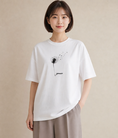 プリントTシャツ レディース たんぽぽ 花 花柄 イラスト 淡色 部屋着 女性向けギフト 白T YMAZO