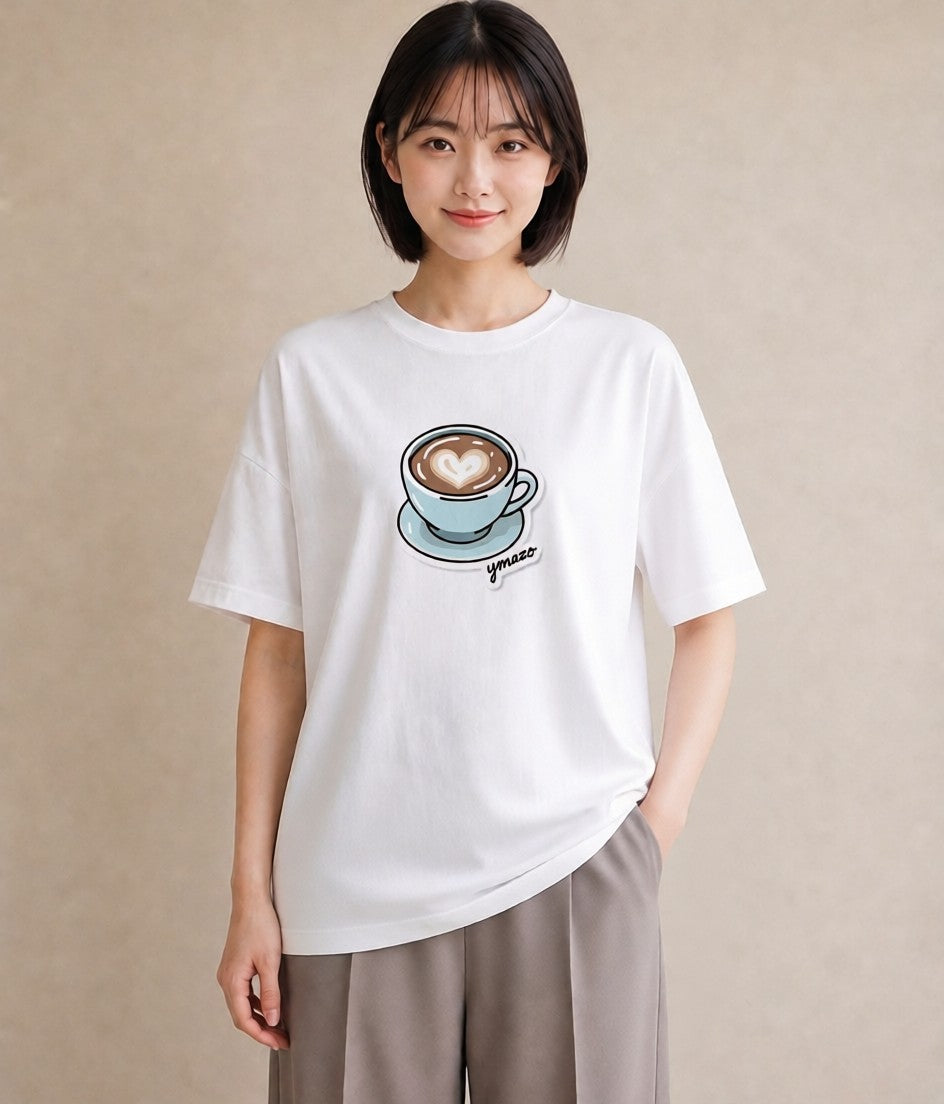 グラフィックTシャツ レディース カフェオレ 食べ物 フード イラスト ラフ 公園 ママ 白T YMAZO