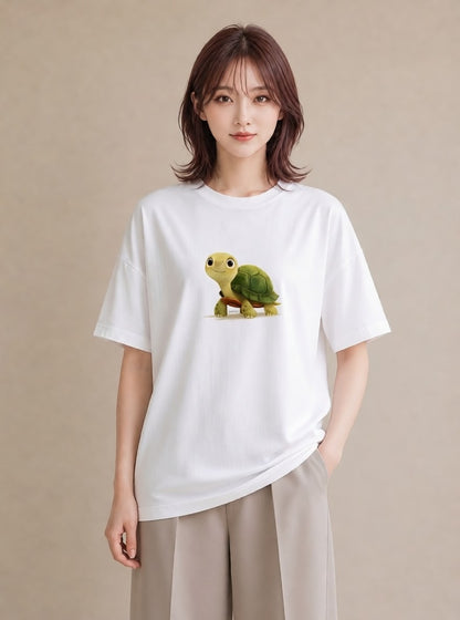 グラフィックTシャツ レディース ゼニガメ ペット 動物 イラスト きれいめ カジュアルコーデ 買い物 白T YMAZO