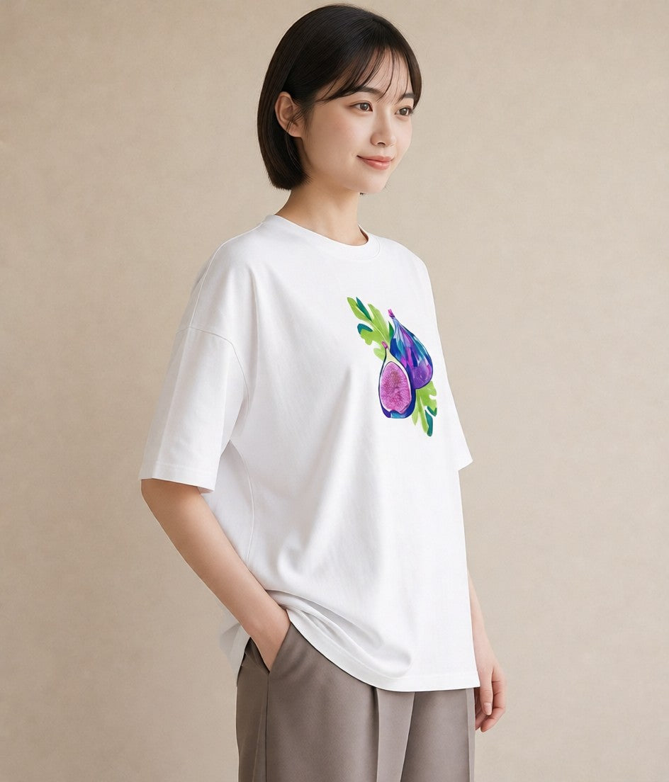 グラフィックTシャツ レディース 木の実 植物 ボタニカル イラスト こなれ感 春コーデ 姉妹 白T YMAZO