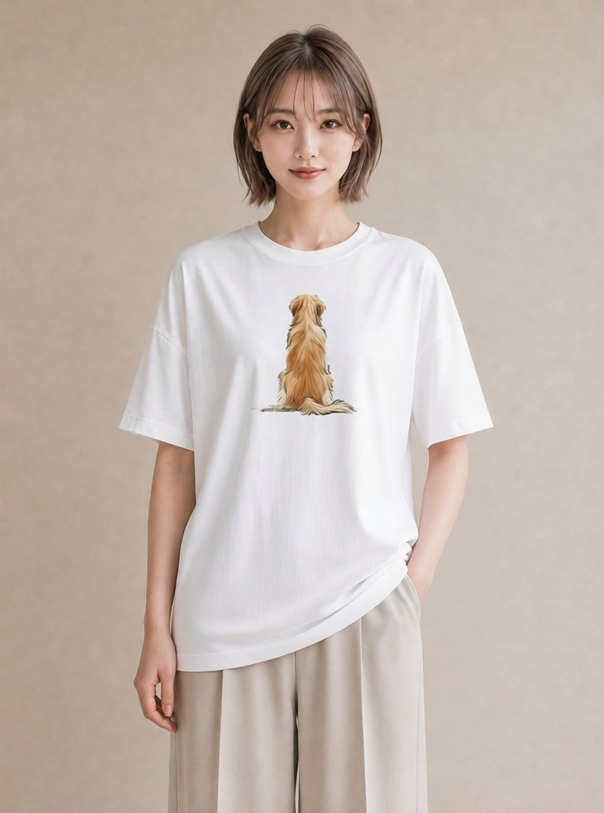 グラフィックTシャツ レディース 犬好き 犬 いぬ イラスト こなれ感 自分用 ルームウェア 白T YMAZO