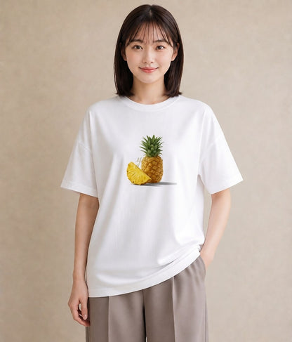 Tシャツ レディース パイナップル 食べ物 フード イラスト ガーリー 母娘コーデ 自分用 白T YMAZO