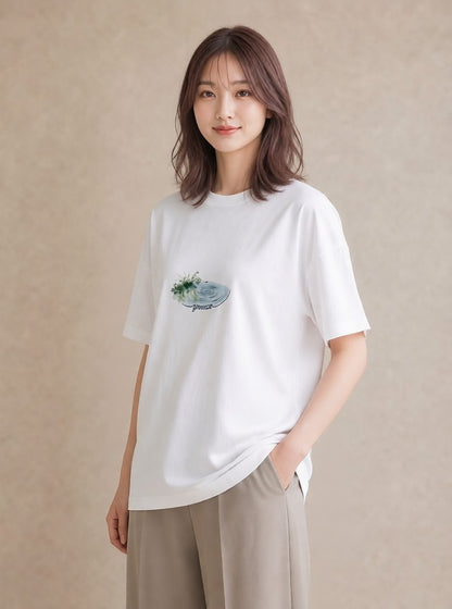 デザインTシャツ レディース 雨上がりの小道 雨上がり 小道 ナチュラル アンティーク イラスト モード 夏コーデ 通学 白T YMAZO