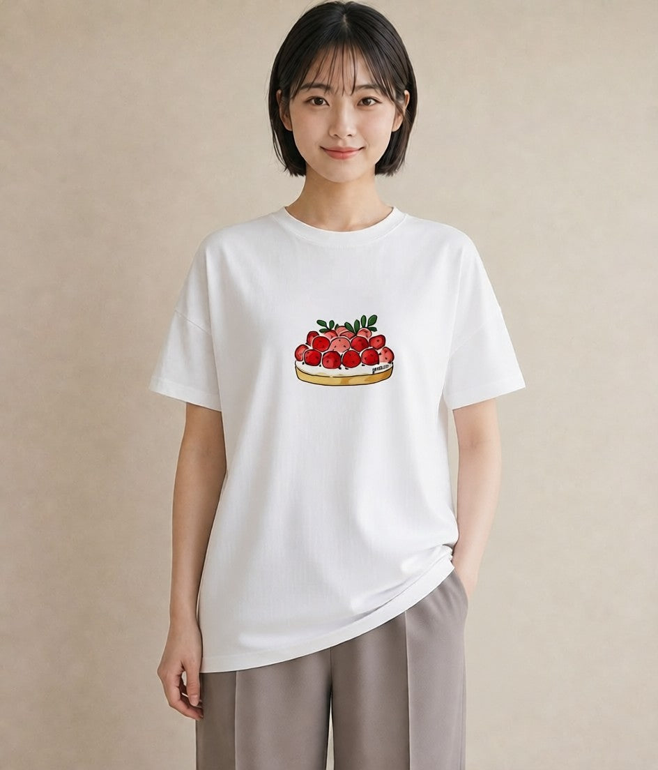 グラフィックTシャツ レディース あんみつ 食べ物 フード イラスト 北欧風 友達ギフト 部屋着 白T YMAZO