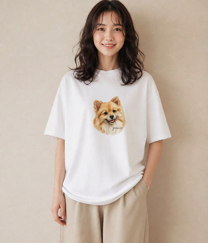 Tシャツ レディース ポメラニアン ポメ 犬 いぬ イラスト ヴィンテージ風 女性 旅行用 白T YMAZO