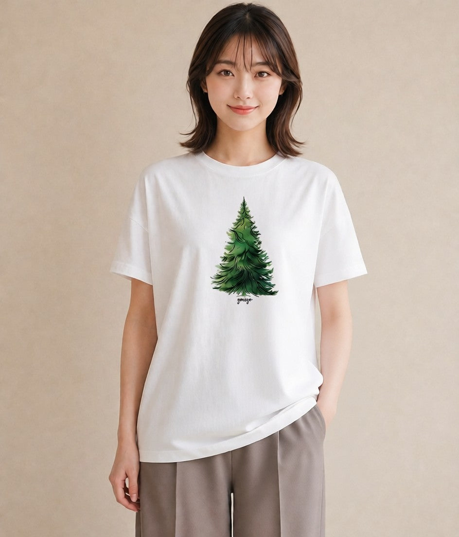 半袖Tシャツ レディース 木 植物 ボタニカル イラスト アート風 おしゃれギフト 社会人 白T YMAZO