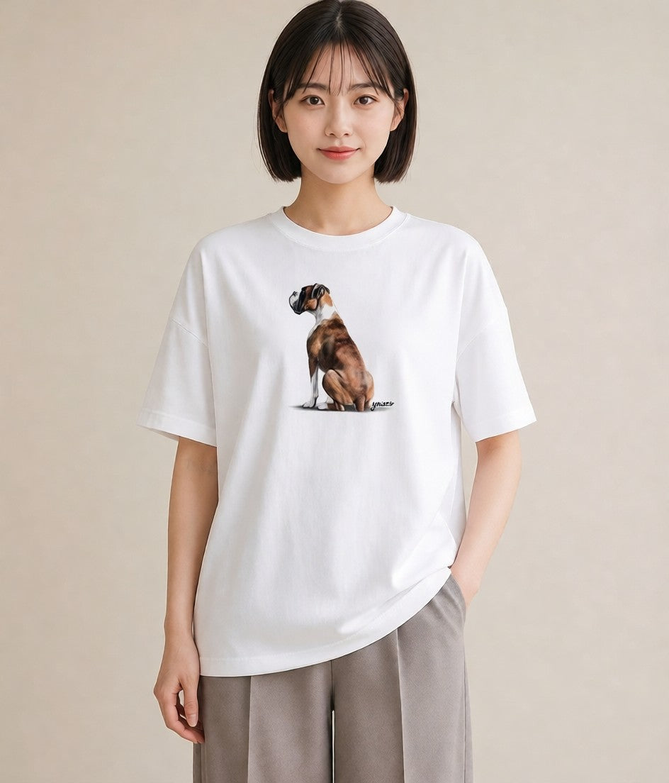 Tシャツ レディース ミックス犬 犬 いぬ イラスト お洒落 女性 旅行用 白T YMAZO