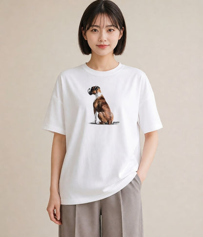 Tシャツ レディース ミックス犬 犬 いぬ イラスト お洒落 女性 旅行用 白T YMAZO