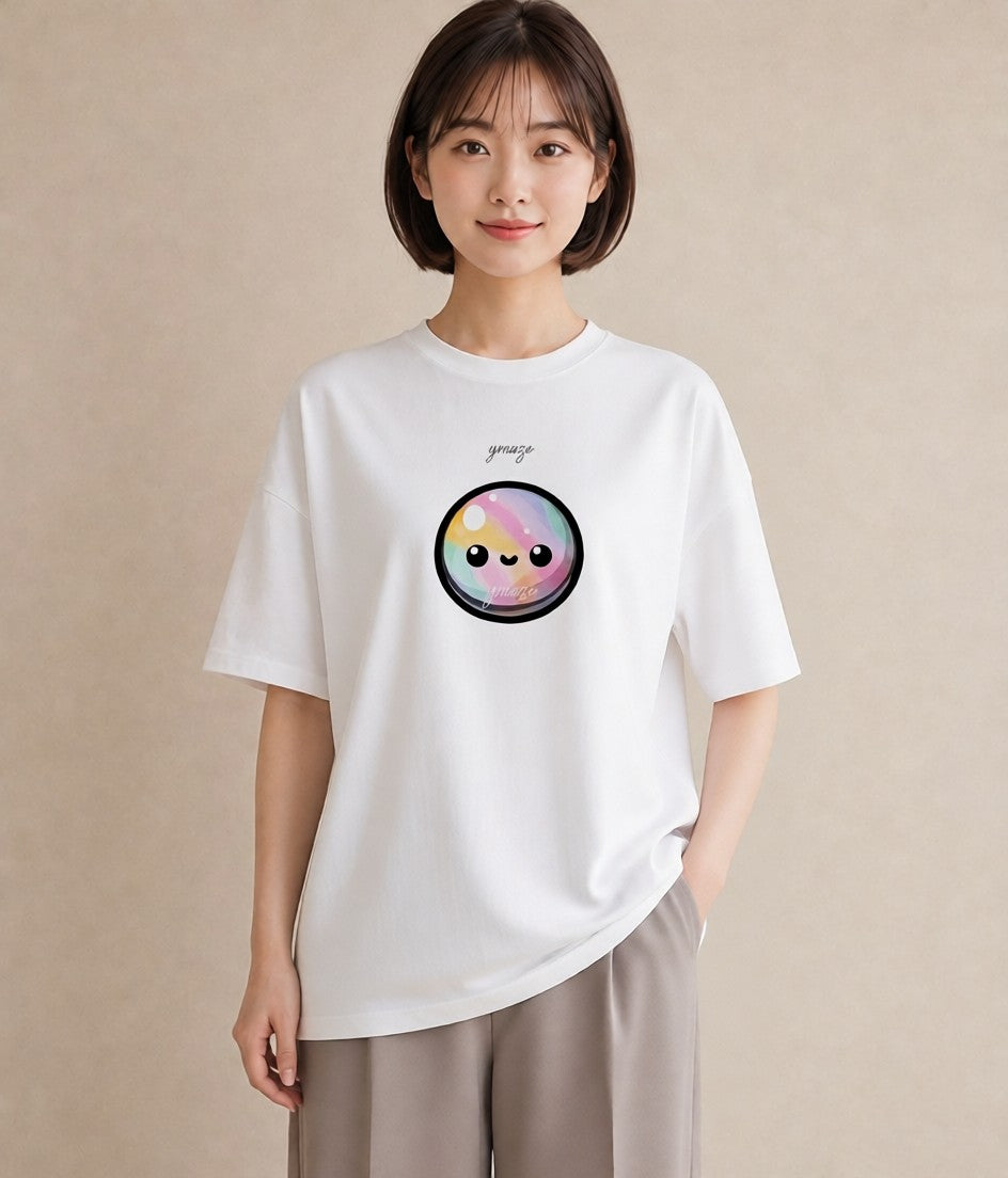 半袖Tシャツ レディース わたあめ 食べ物 フード イラスト ラフカジュアル 女子会 お揃い 白T YMAZO