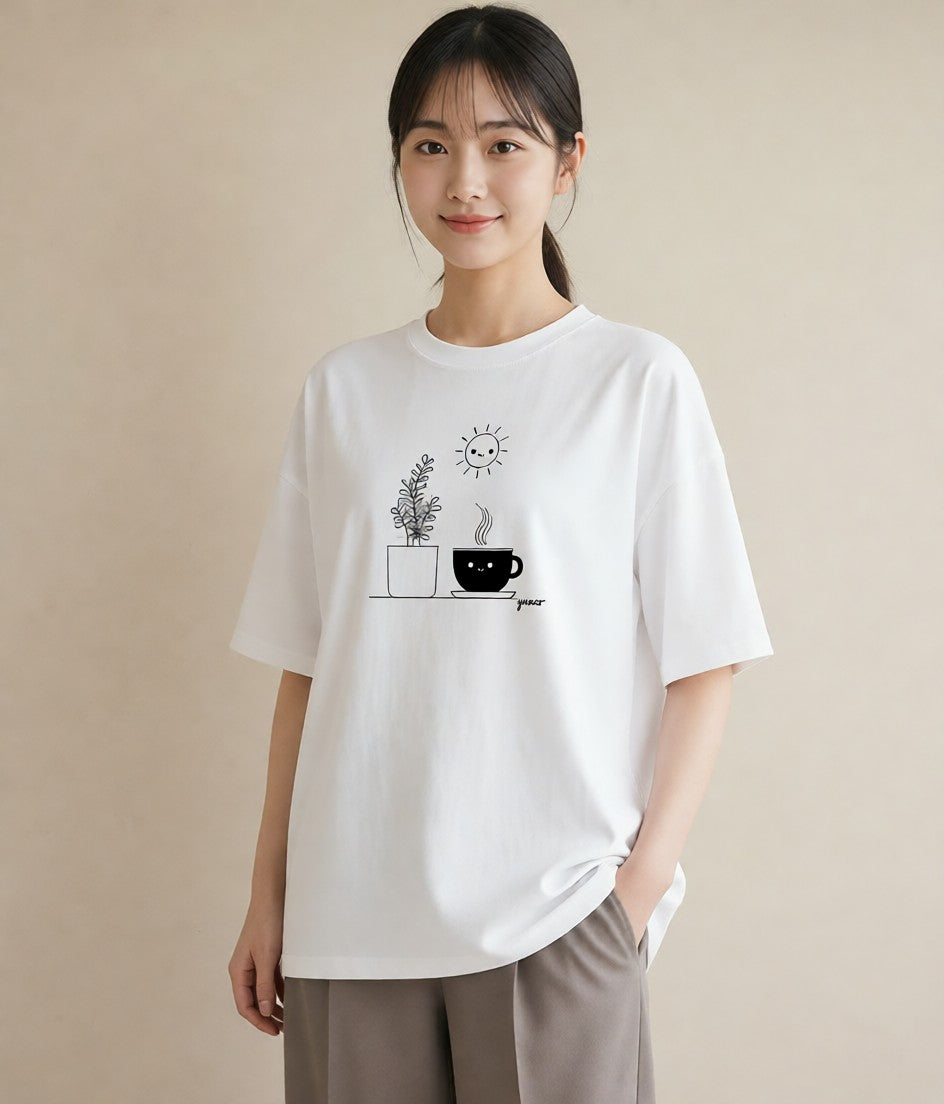 グラフィックTシャツ レディース 観葉植物 ボタニカル 植物 イラスト ナチュラル レイヤード 友達ギフト 白T YMAZO