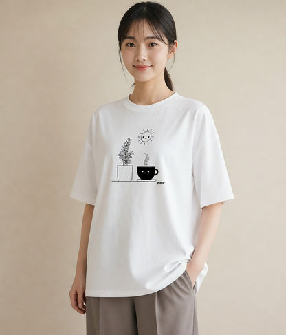 グラフィックTシャツ レディース 観葉植物 ボタニカル 植物 イラスト ナチュラル レイヤード 友達ギフト 白T YMAZO