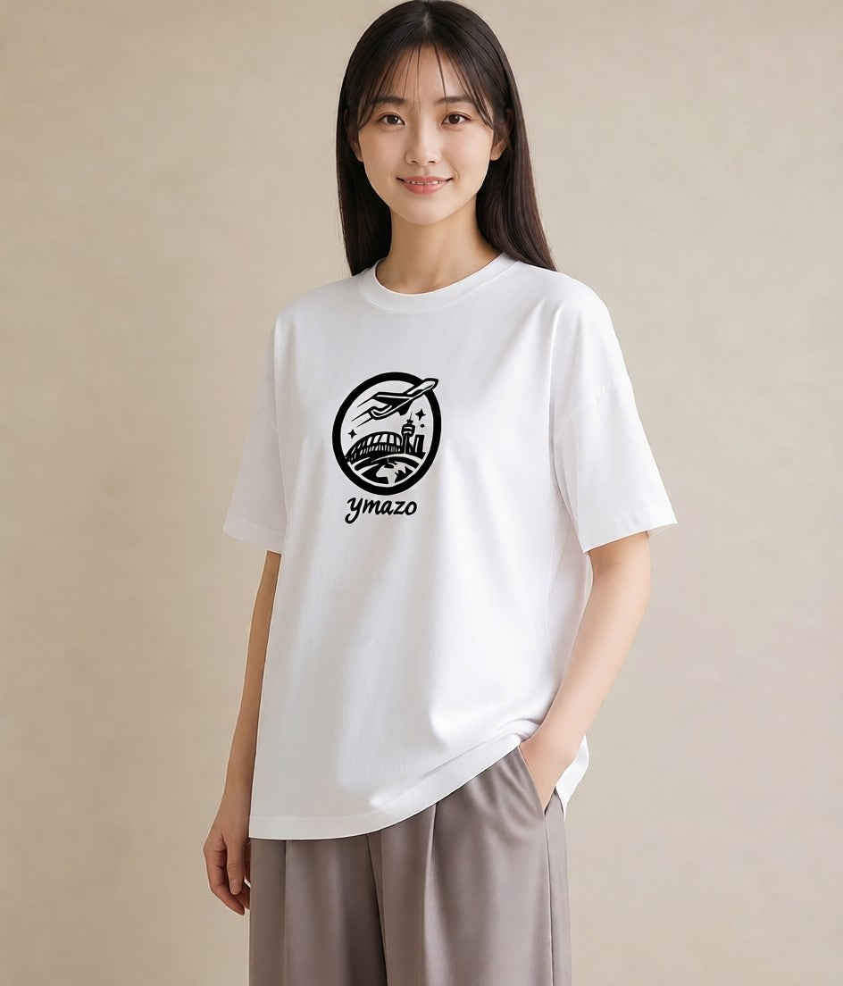 グラフィックTシャツ レディース 旅 トラベル スタンプ イラスト ゆるかわ 通学 誕生日プレゼント 白T YMAZO