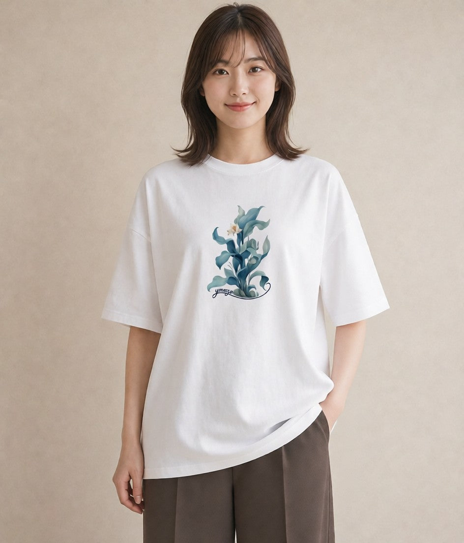 プリントTシャツ レディース すずらん 花 花柄 イラスト ミニマル お揃い 親子 白T YMAZO