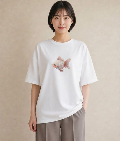 デザインTシャツ レディース メダカ ペット 動物 イラスト 春コーデ 姉妹 白T YMAZO