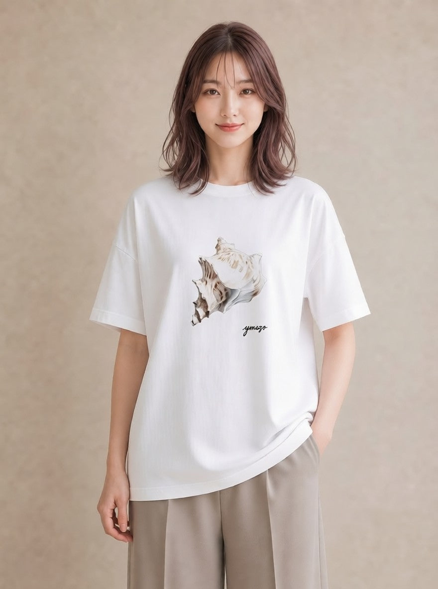 プリントTシャツ レディース かたつむり 昆虫 虫 イラスト 上品 敬老の日 ホワイトデー 白T YMAZO