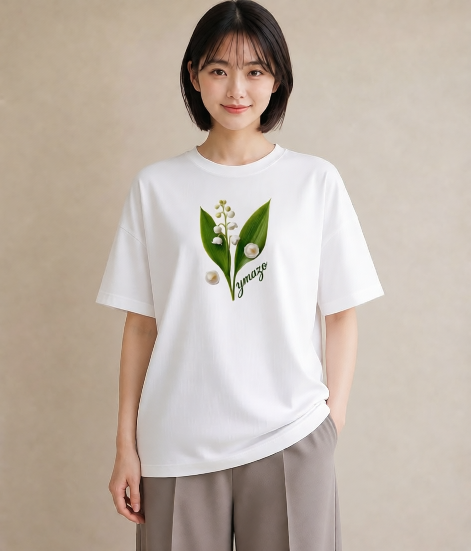 半袖Tシャツ レディース すずらん 花 花柄 イラスト お洒落 旅行用 海 白T YMAZO