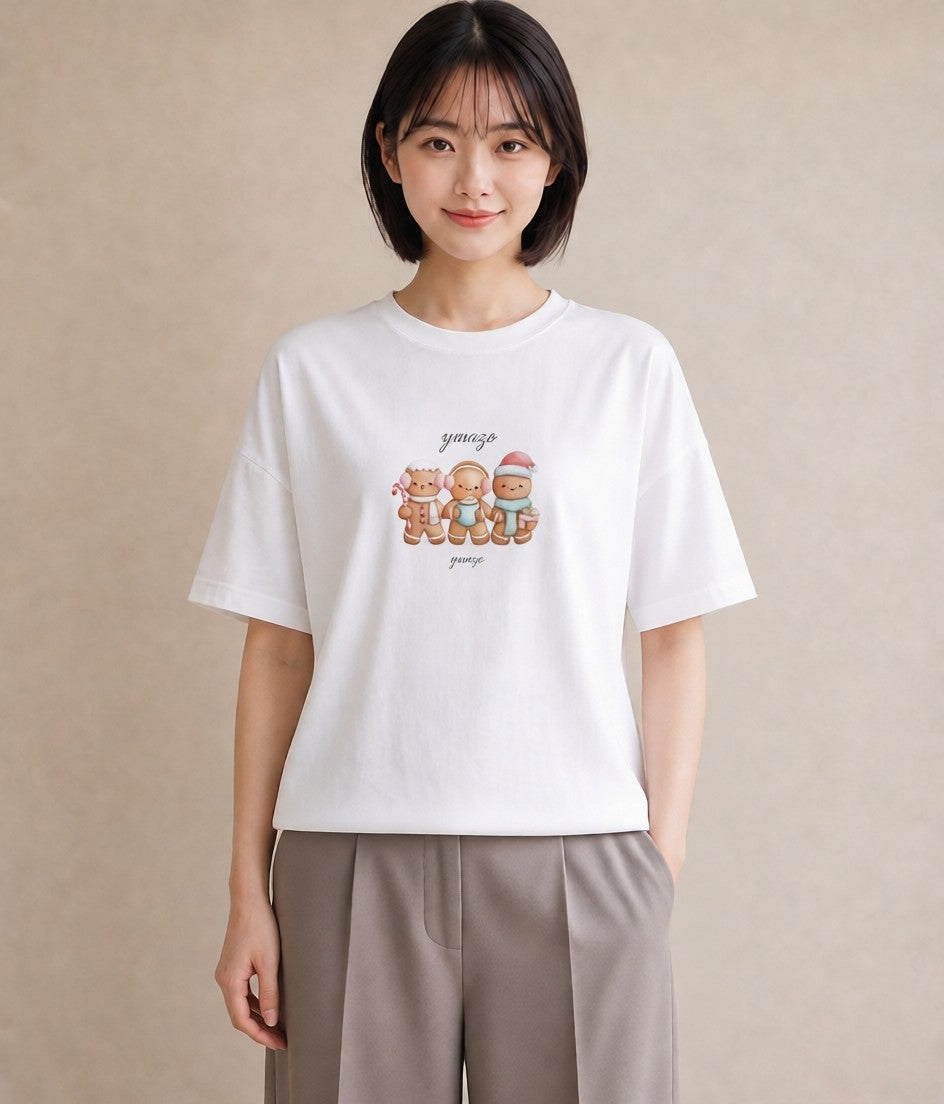 Tシャツ レディース クッキー 食べ物 フード イラスト お洒落 買い物 夏コーデ 白T YMAZO
