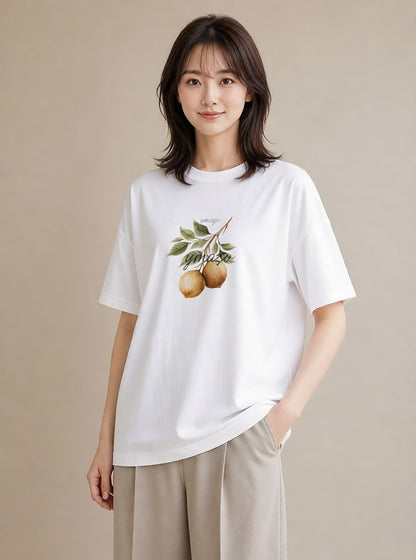 グラフィックTシャツ レディース バナナ 食べ物 フード イラスト ミニマル 公園 ママ 白T YMAZO