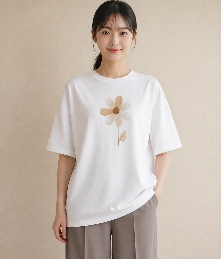 Tシャツ レディース たんぽぽ 花 花柄 イラスト ゆるかわ 通学 誕生日プレゼント 白T YMAZO