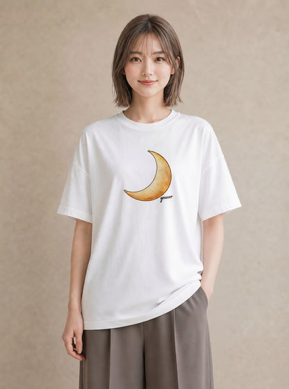 プリントTシャツ レディース 月 星空 宇宙 イラスト ミニマル お出かけ 普段着 白T YMAZO