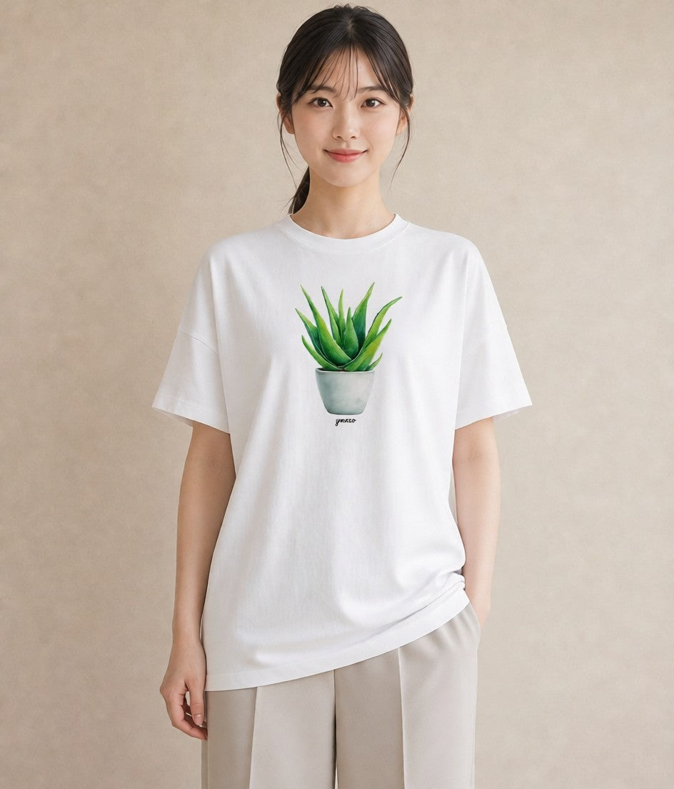 Tシャツ レディース 観葉植物 植物 ボタニカル イラスト きれいめカジュアル 親子 20代 白T YMAZO