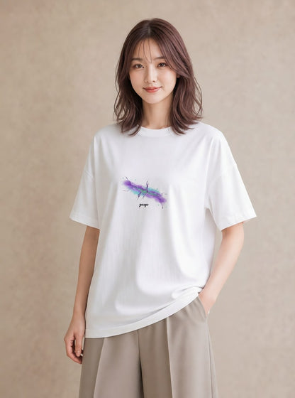 グラフィックTシャツ レディース 水瓶座 星空 宇宙 イラスト ボタニカル 海 カフェ巡り 白T YMAZO