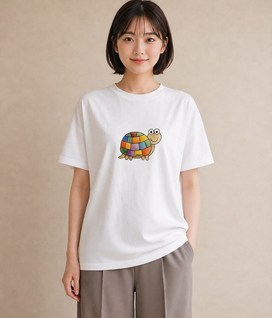 半袖Tシャツ レディース かたつむり 昆虫 虫 イラスト カジュアル お出かけ 普段着 白T YMAZO