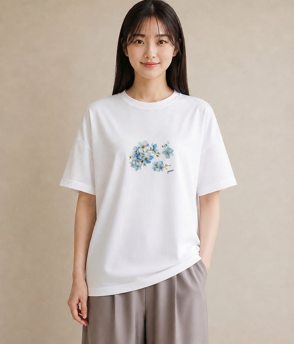 デザインTシャツ レディース 花 花柄 イラスト シック 女性 旅行用 白T YMAZO