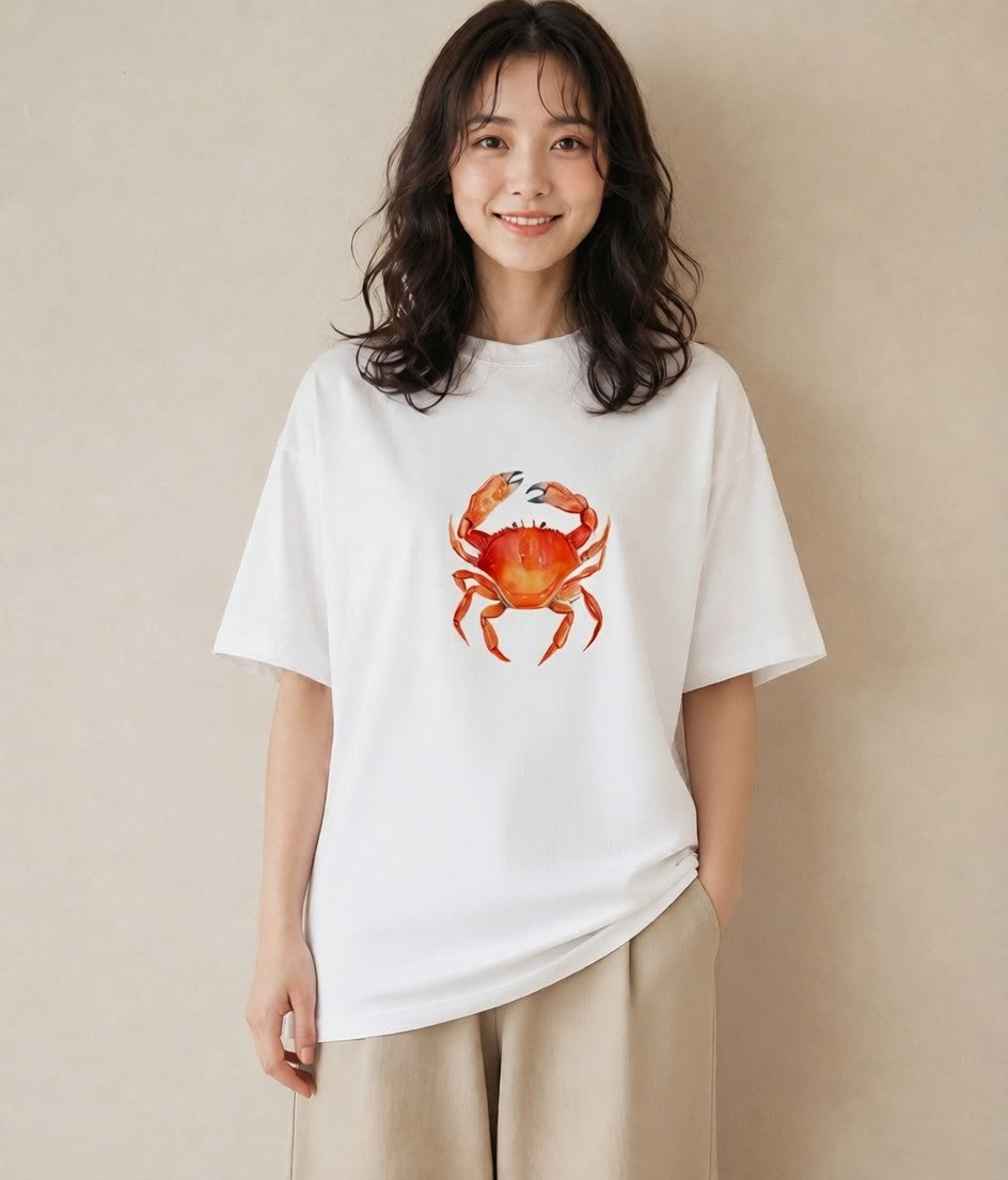 デザインTシャツ レディース ヤドカリ 海の生き物 海 イラスト ラフ ルームウェア ギフト 白T YMAZO