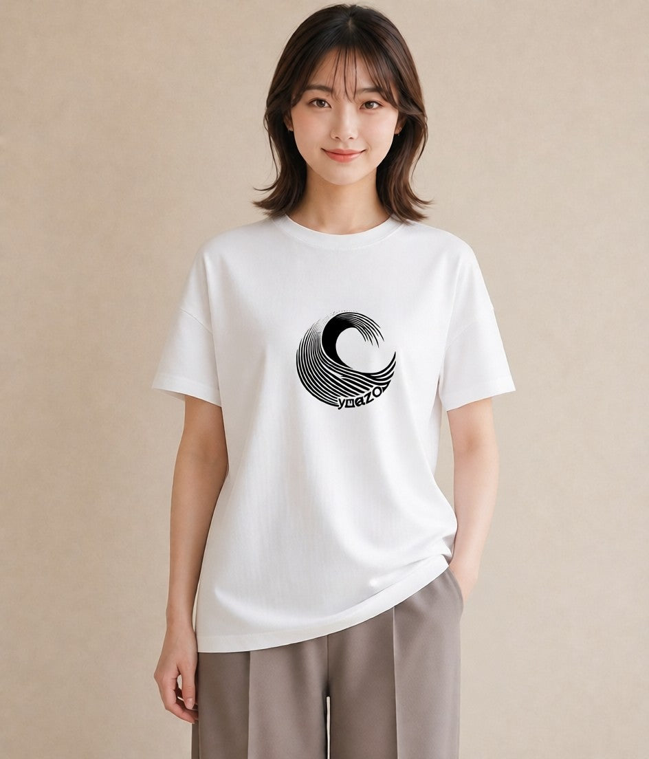 プリントTシャツ レディース 海 リゾート 夏 イラスト きれいめカジュアル ペアコーデ 秋コーデ 白T YMAZO