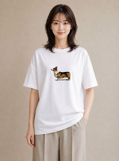 デザインTシャツ レディース ウェルシュコーギー コーギー 犬 いぬ イラスト ポップ 通学 誕生日プレゼント 白T YMAZO