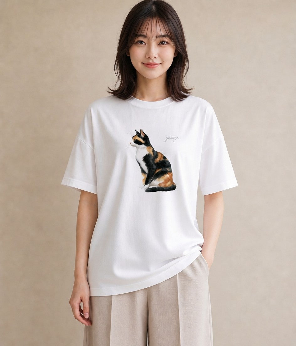 プリントTシャツ レディース シャム 猫 ねこ イラスト 韓国風 カジュアルコーデ 買い物 白T YMAZO