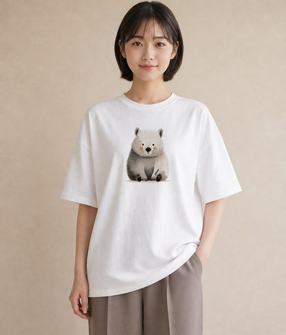 Tシャツ レディース コアラ 動物 アニマル イラスト 手描き風 ママ カフェ服 白T YMAZO