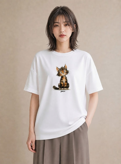 グラフィックTシャツ レディース アメリカンショートヘア 猫 ねこ イラスト ボタニカル 週末コーデ 敬老の日 白T YMAZO