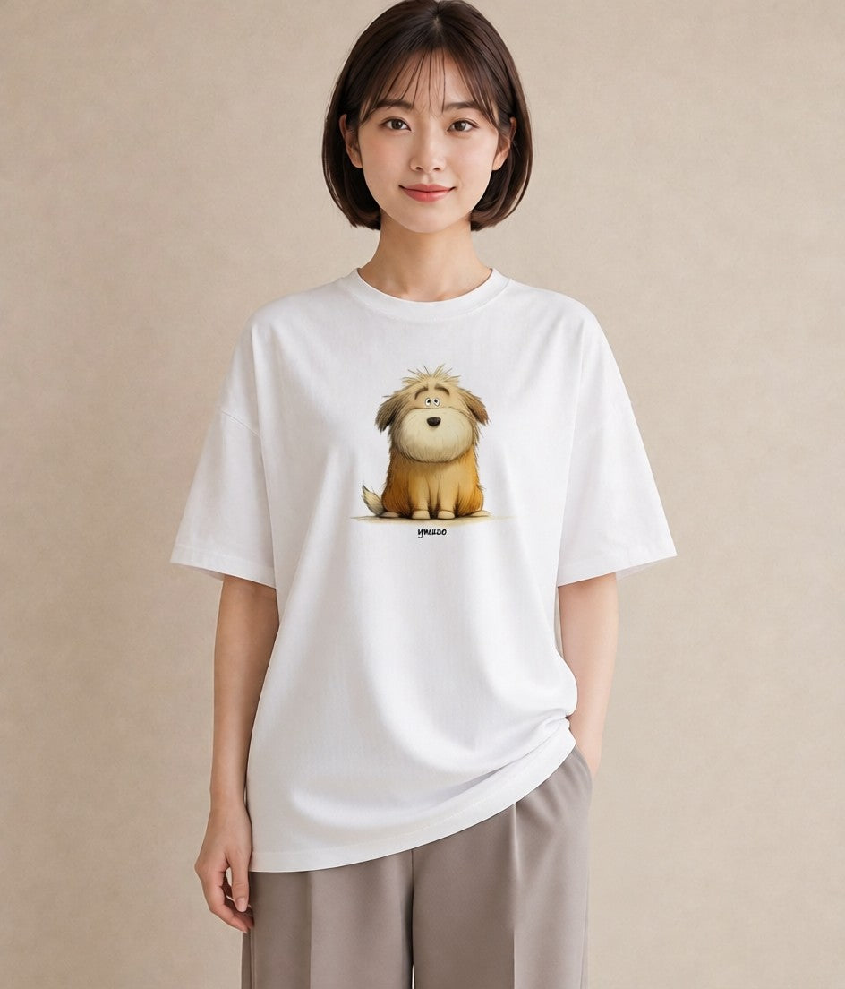 Tシャツ レディース いぬ 犬 ワンコ イラスト 上品 ルームウェア ギフト 白T YMAZO