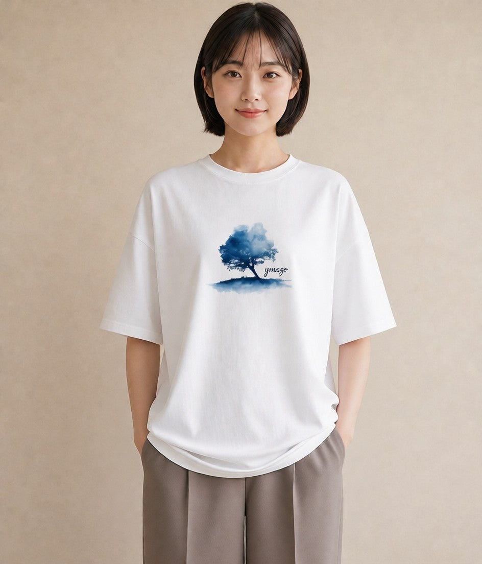 デザインTシャツ レディース 盆栽 植物 ボタニカル イラスト こなれ感 普段着 週末コーデ 白T YMAZO