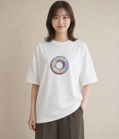 グラフィックTシャツ レディース ベーグル 食べ物 フード イラスト ラフ 帰省 白T YMAZO