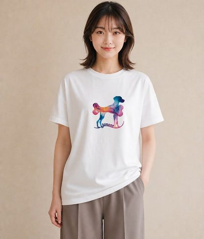 デザインTシャツ レディース 犬 いぬ イラスト モード ビーチ デイリーウェア 白T YMAZO