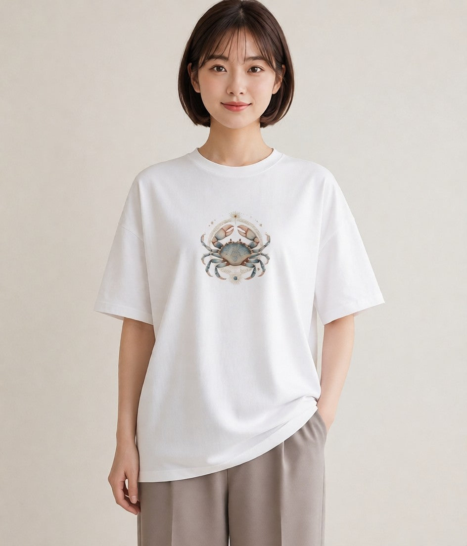 Tシャツ レディース 山羊座 星空 宇宙 イラスト こなれ感 20代 カジュアルコーデ 白T YMAZO