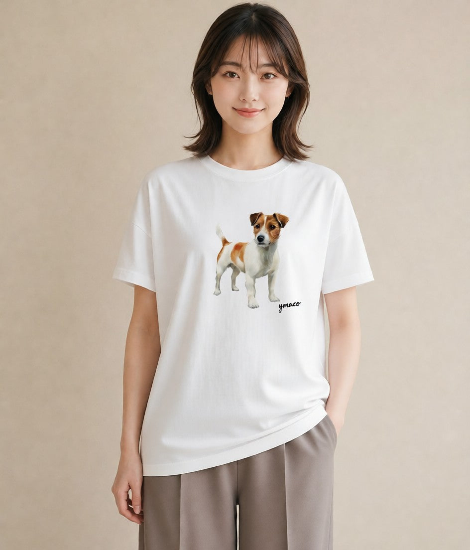 半袖Tシャツ レディース ミックス犬 犬 いぬ イラスト ラフカジュアル 親子 20代 白T YMAZO