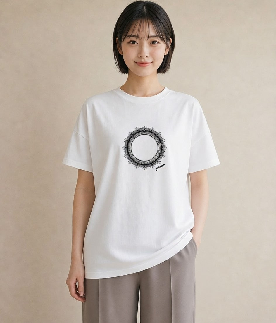 プリントTシャツ レディース 幾何学 ミニマル ジオメトリック イラスト 春コーデ 姉妹 白T YMAZO