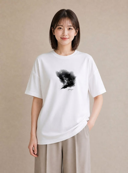 Tシャツ レディース 山羊座 星空 宇宙 イラスト ガーリー 旅行用 海 白T YMAZO