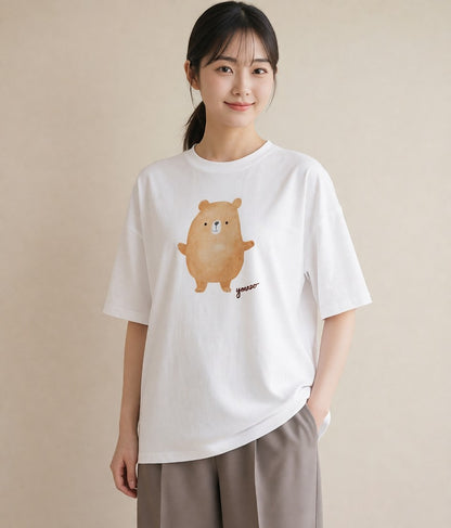 Tシャツ レディース ナマケモノ 動物 アニマル イラスト 旅行コーデ 帰省 ラフ 白T YMAZO