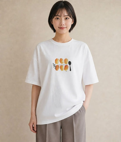 プリントTシャツ レディース クッキー 食べ物 フード イラスト 可愛い ホワイトデー 春服 白T YMAZO